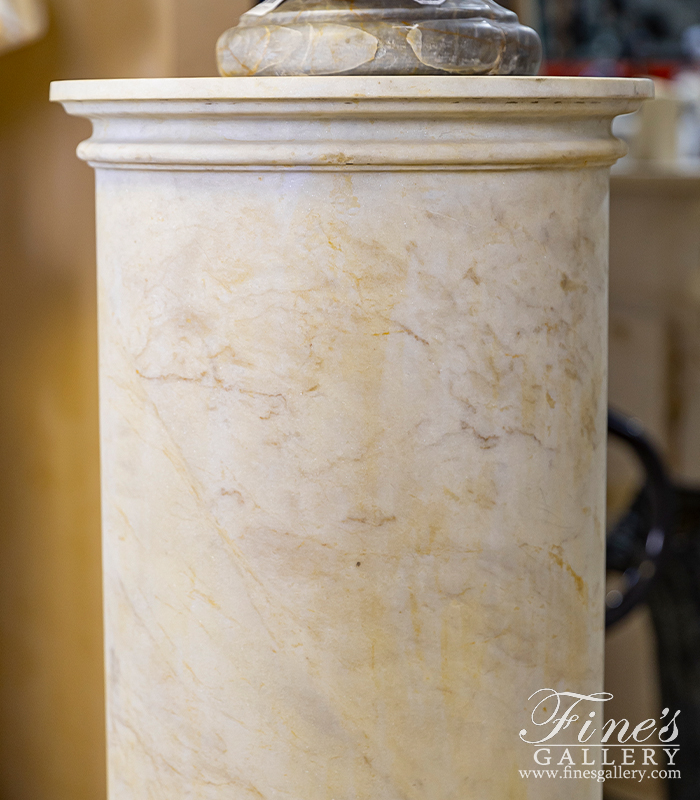 Marble Bases  - Oversized Pedestal In Antique White Marble - MBS-185